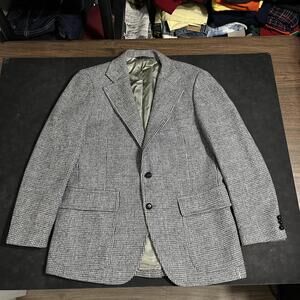 Hardwick Harris Tweed Blazer Mens 40 Gray Houndstooth Wool Sport Coat USA